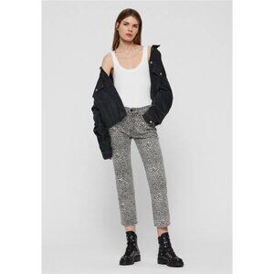 All Saints Womens Ava Straight Jeans Leopard Sz 27